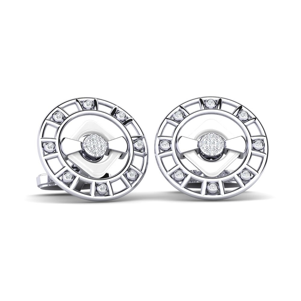 14ct White Gold Cufflink Burton