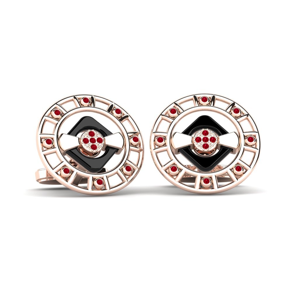 14k Oro Rosa Circonita Roja Gemelo Burton