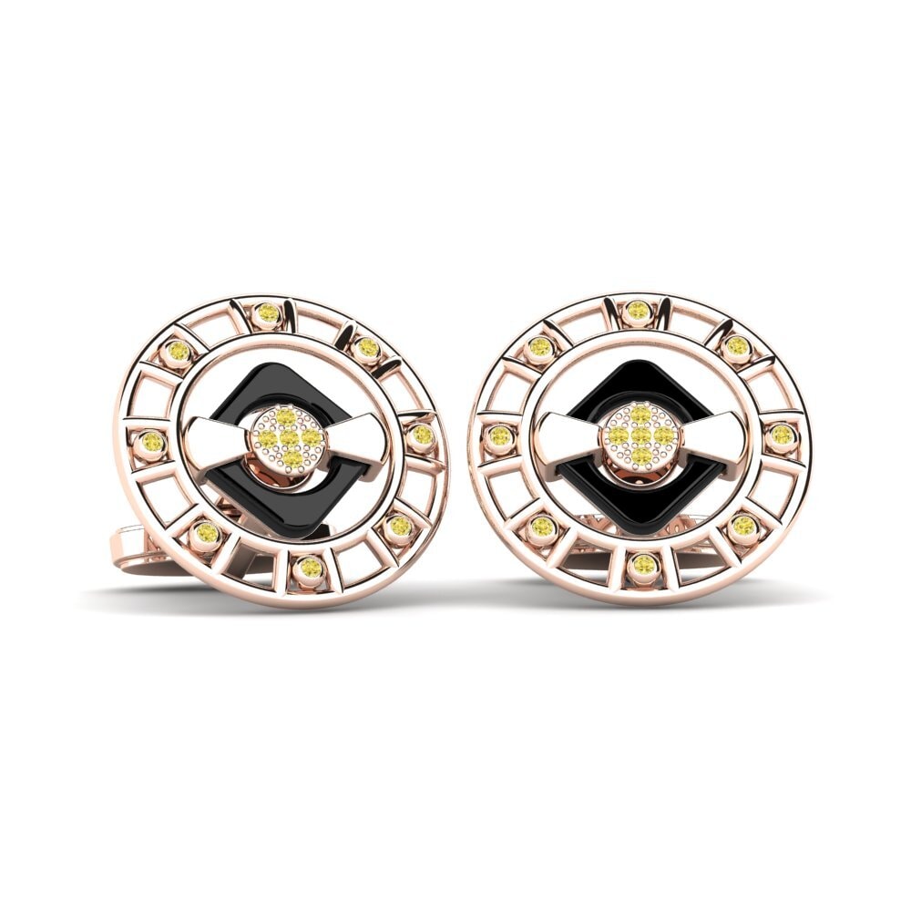 14ct Rose Gold Yellow Sapphire Cufflink Burton
