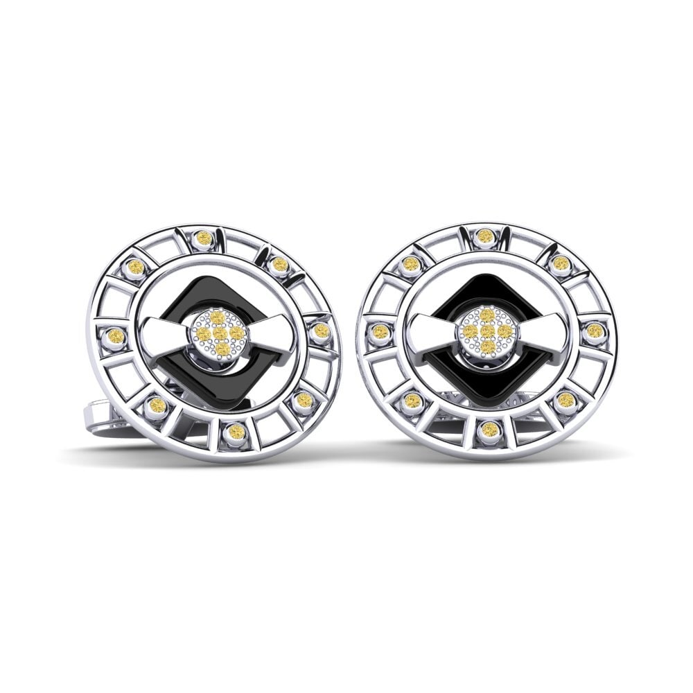 950 Palladium Yellow Diamond Cufflink Burton