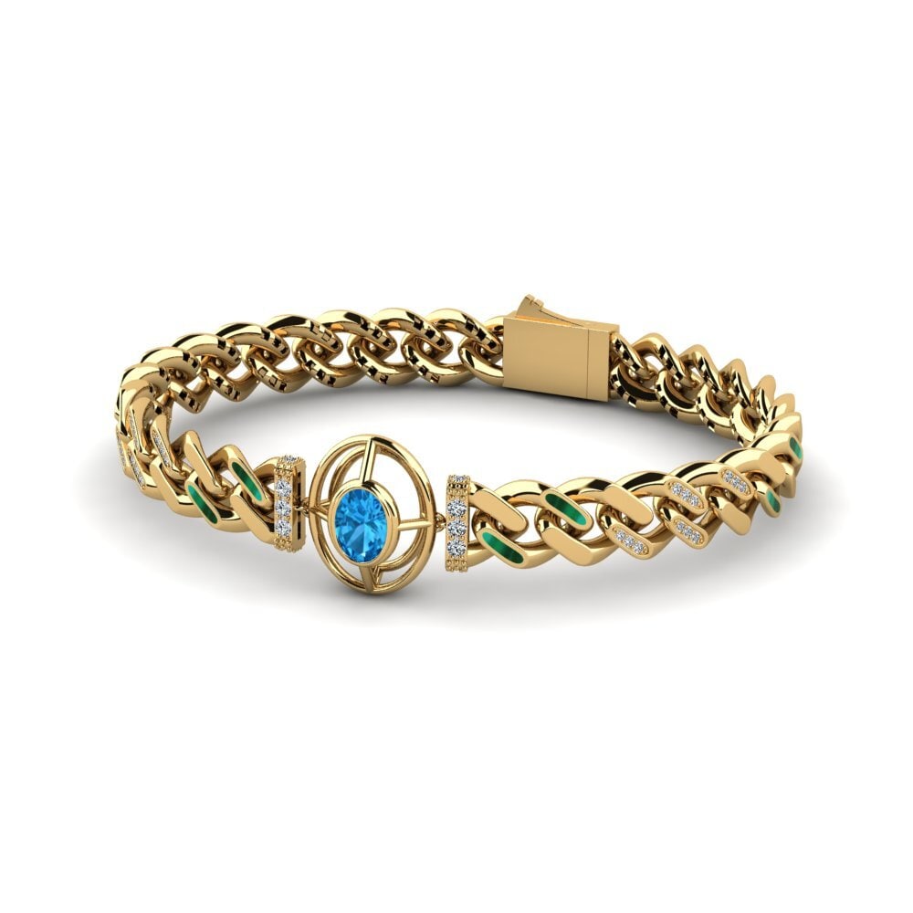 14k Oro Amarillo Topacio azul Pulsera de Mujer Buyhj
