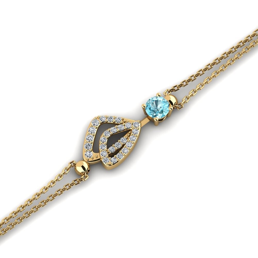 14ct Yellow Gold Blue Zircon Women's Bracelet Buyons