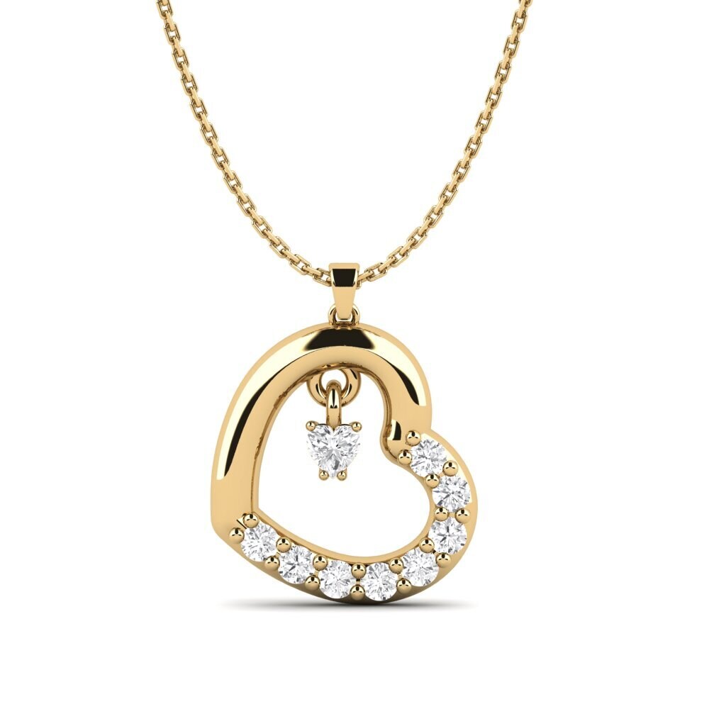 Trái Tim Đá Sapphire Trắng Mặt dây chuyền nữ Byrnoto