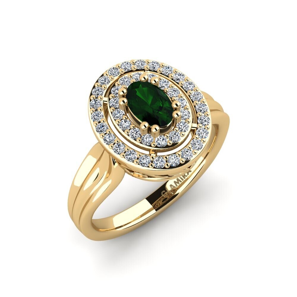 Green Tourmaline Engagement Ring Cabannes