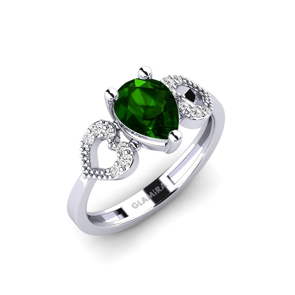 925 Prata de lei Turmalina Verde Anel de Noivado Cabbi - Pear