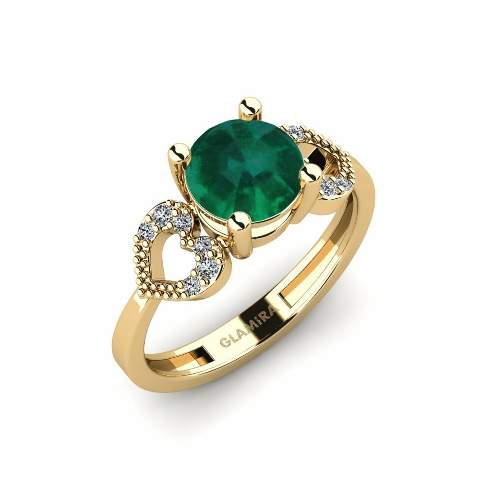 Emerald Engagement Ring Cabbi - Round