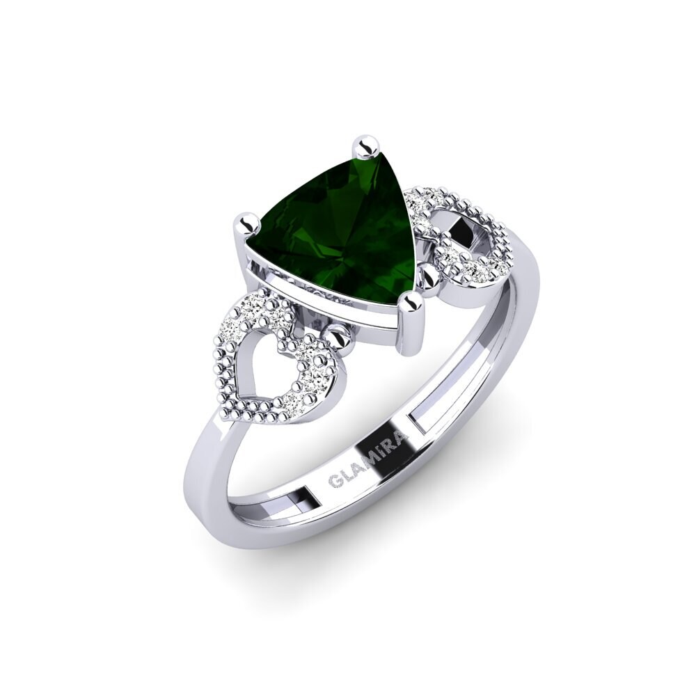 925 Prata de lei Turmalina Verde Anel de Noivado Cabbi - Trillion