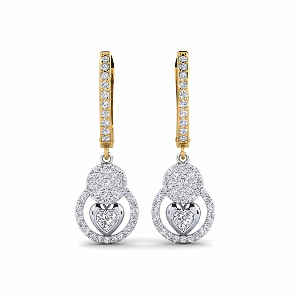 18k Oro Blanco & Amarillo Pendiente de mujer Caboteura