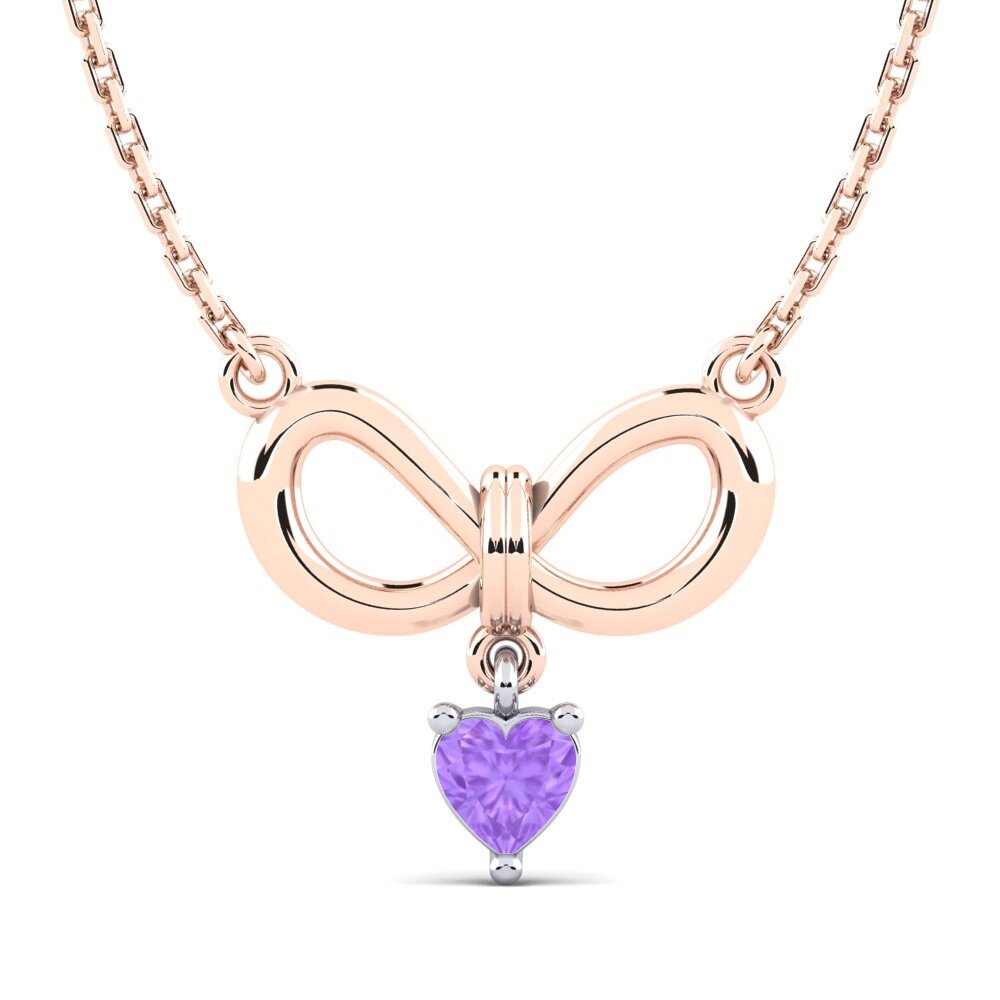 9k Oro Rosa & Blanco Amatista Collar de Mujer Cabrilla