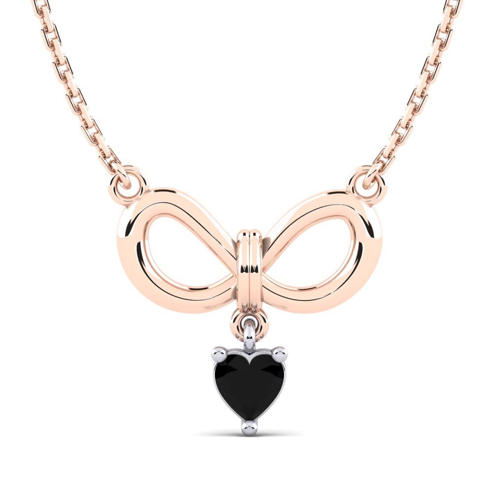 9k Oro Rosa & Blanco Ónix Negro Collar de Mujer Cabrilla