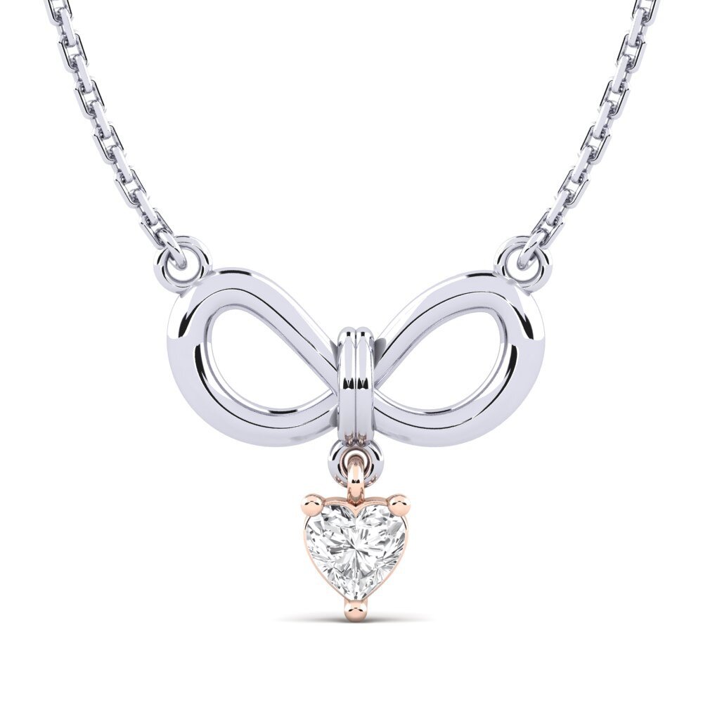 18k Oro Blanco & Rosa Zafiro blanco Collar de Mujer Cabrilla