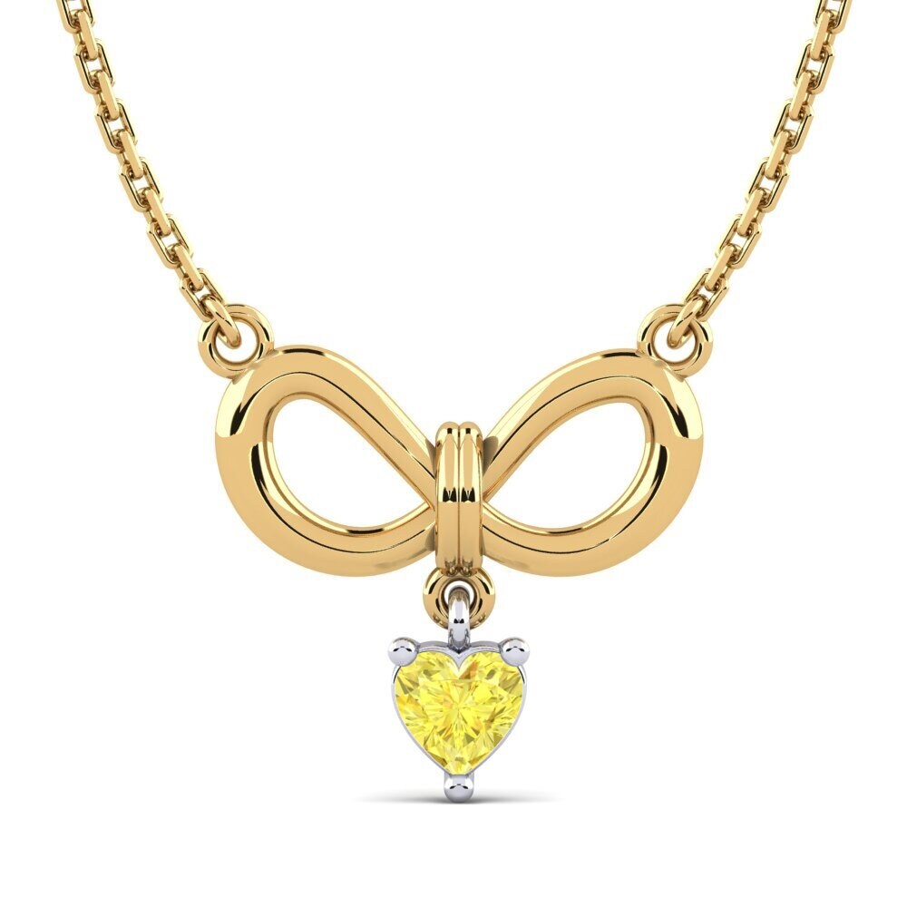 14k Oro Amarillo & Blanco Zafiro amarillo Collar de Mujer Cabrilla
