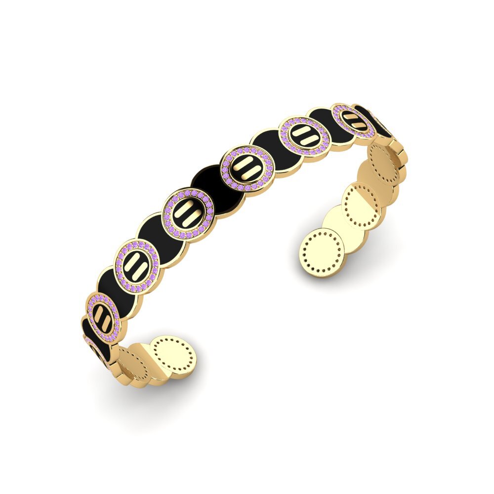 18ct Yellow Gold Amethyst Men's Bracelet Cacturne