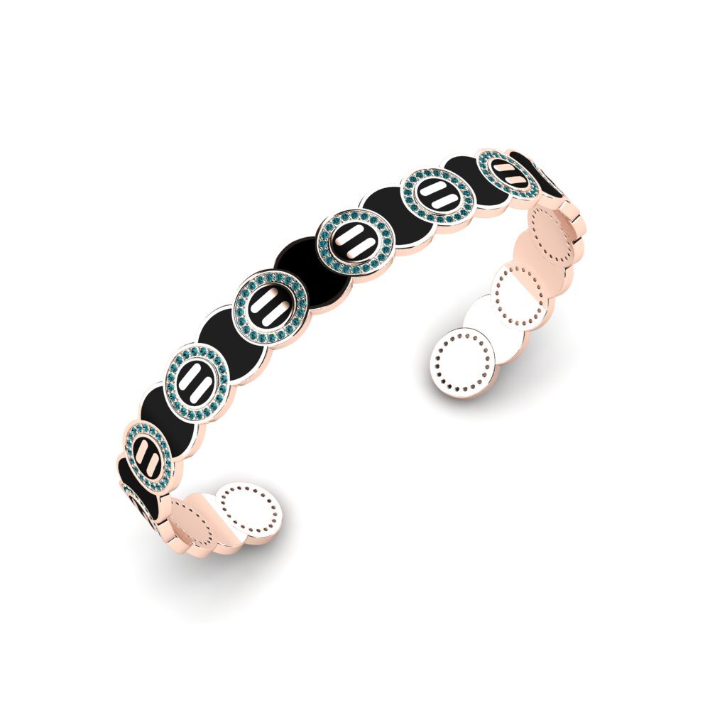 14ct Rose Gold Blue Diamond Men's Bracelet Cacturne