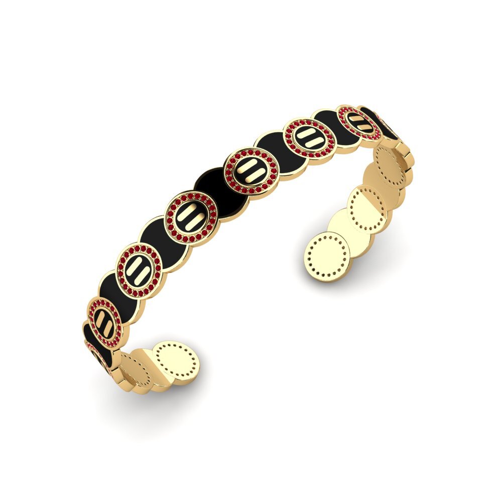 9ct Yellow Gold Red Zirconia Men's Bracelet Cacturne