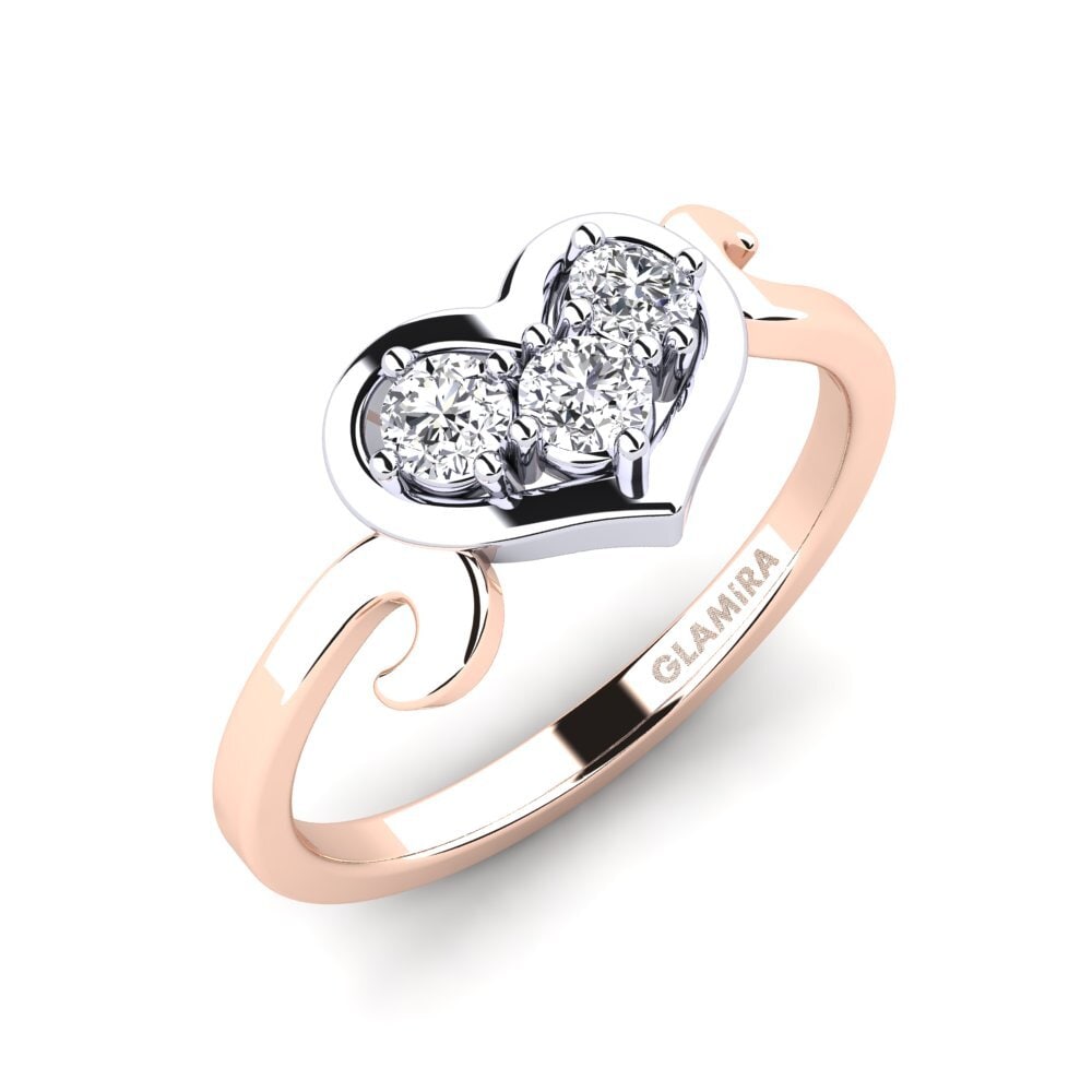14ct Rose & White Gold Diamond Ring Cadha