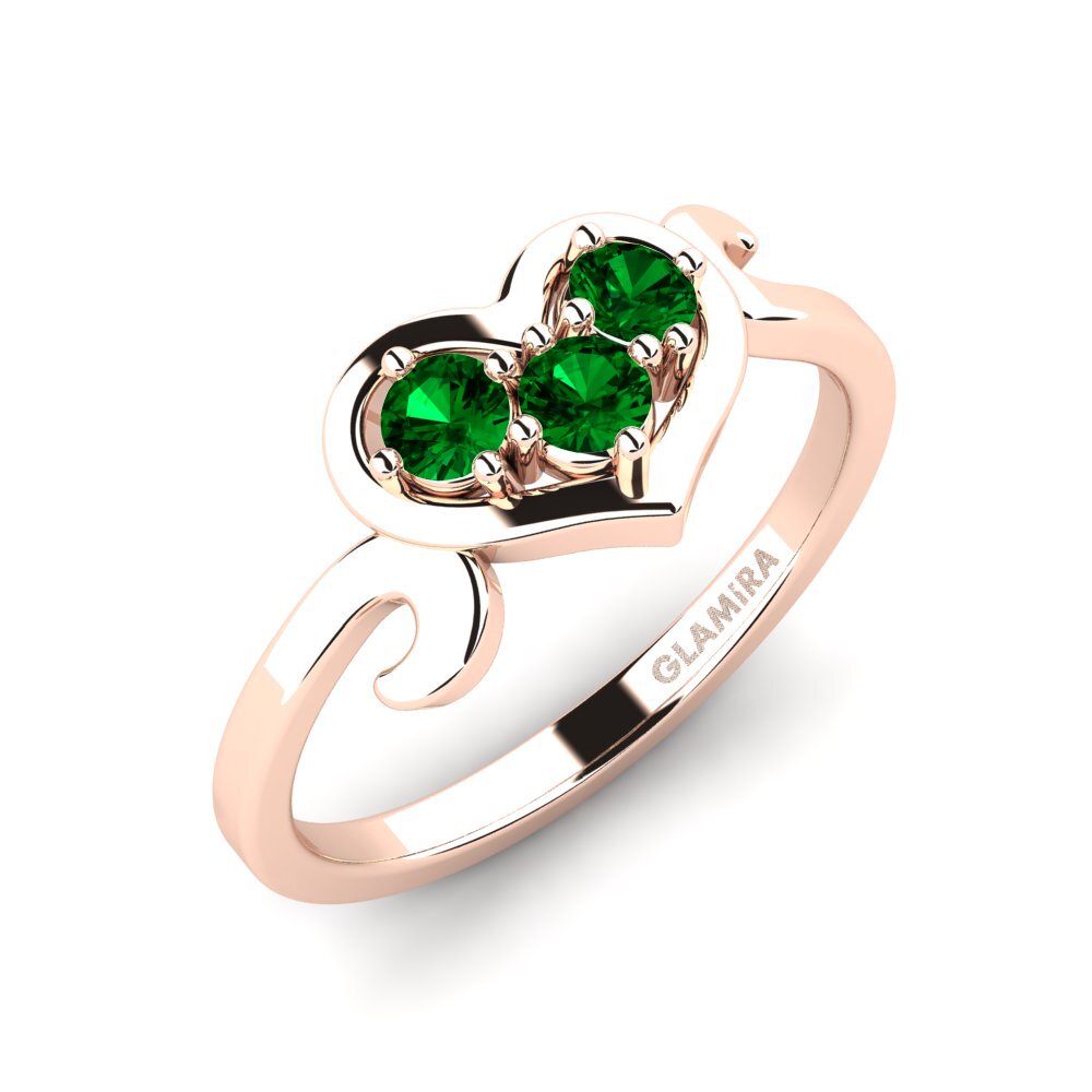14ct Rose Gold Green Zirconia Ring Cadha