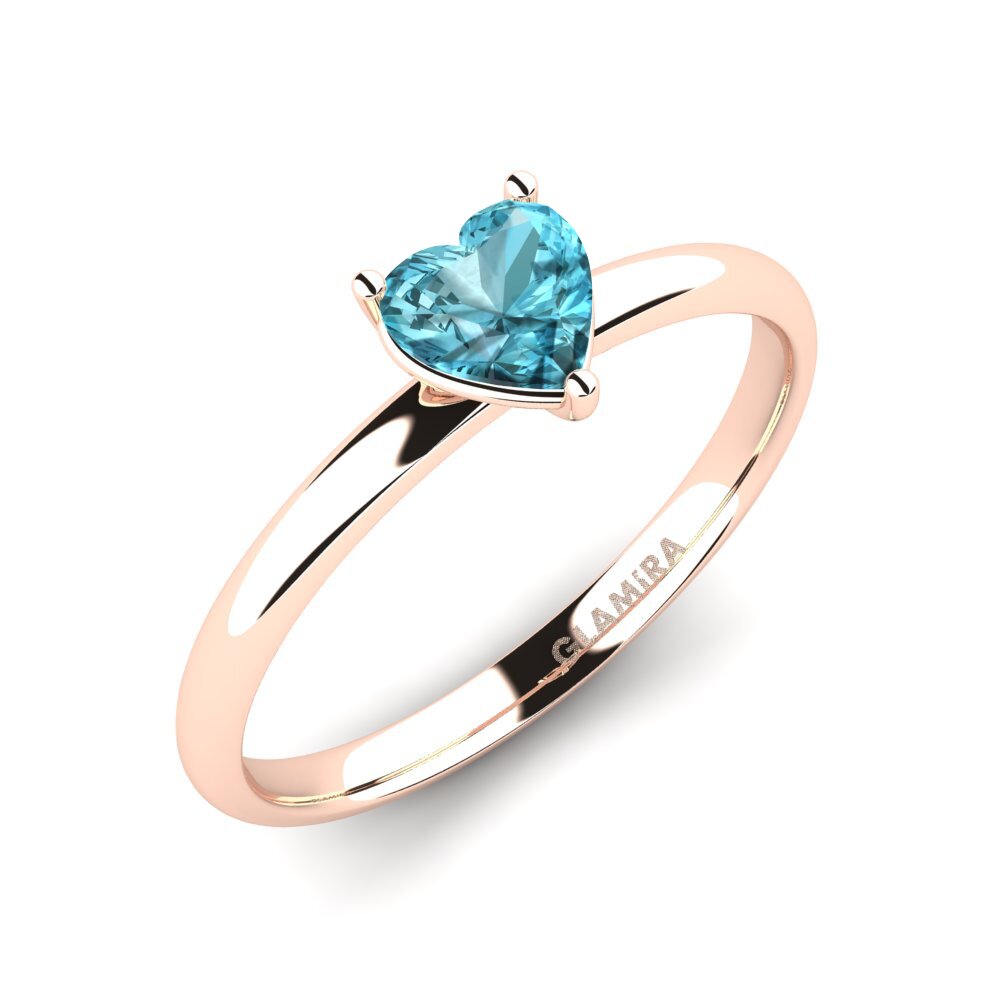 Rotgold 750 Blauer Zirkon Damenring Cadieux