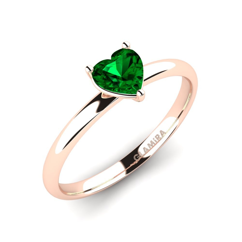 14ct Rose Gold Green Zirconia Women's Ring Cadieux