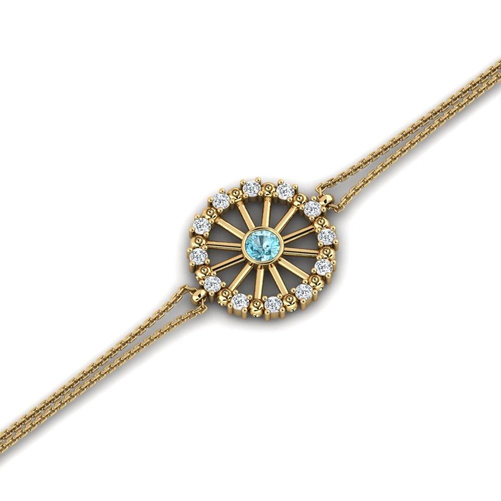 14ct Yellow Gold Blue Zircon Women's Bracelet Cahotta