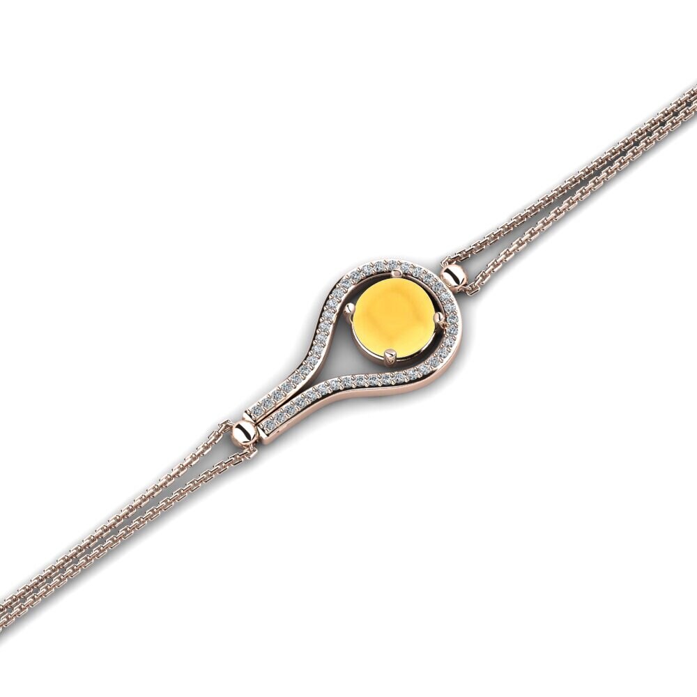9k Oro Rosa Citrino Cabujón Pulsera de Mujer Cailin
