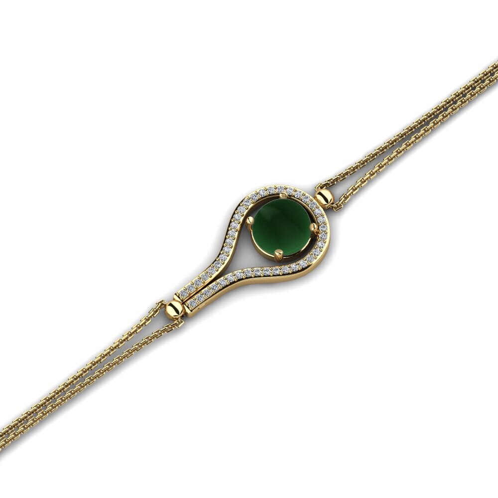 14k Oro Amarillo Esmeralda Cabujón Pulsera de Mujer Cailin