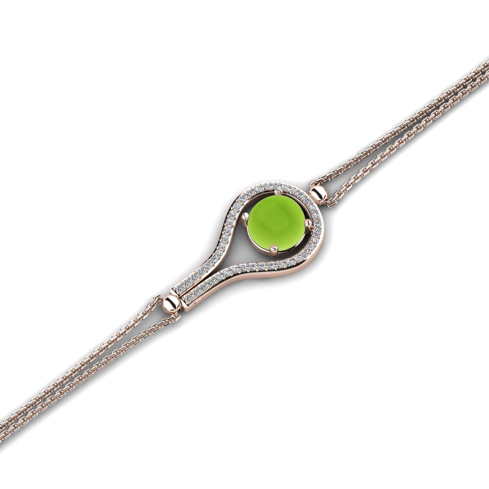 9k Oro Rosa Peridoto Cabujón Pulsera de Mujer Cailin