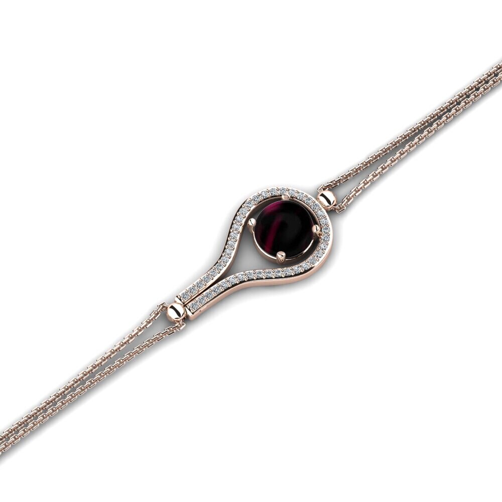 9k Oro Rosa Granate Rhodolite Cabujón Pulsera de Mujer Cailin