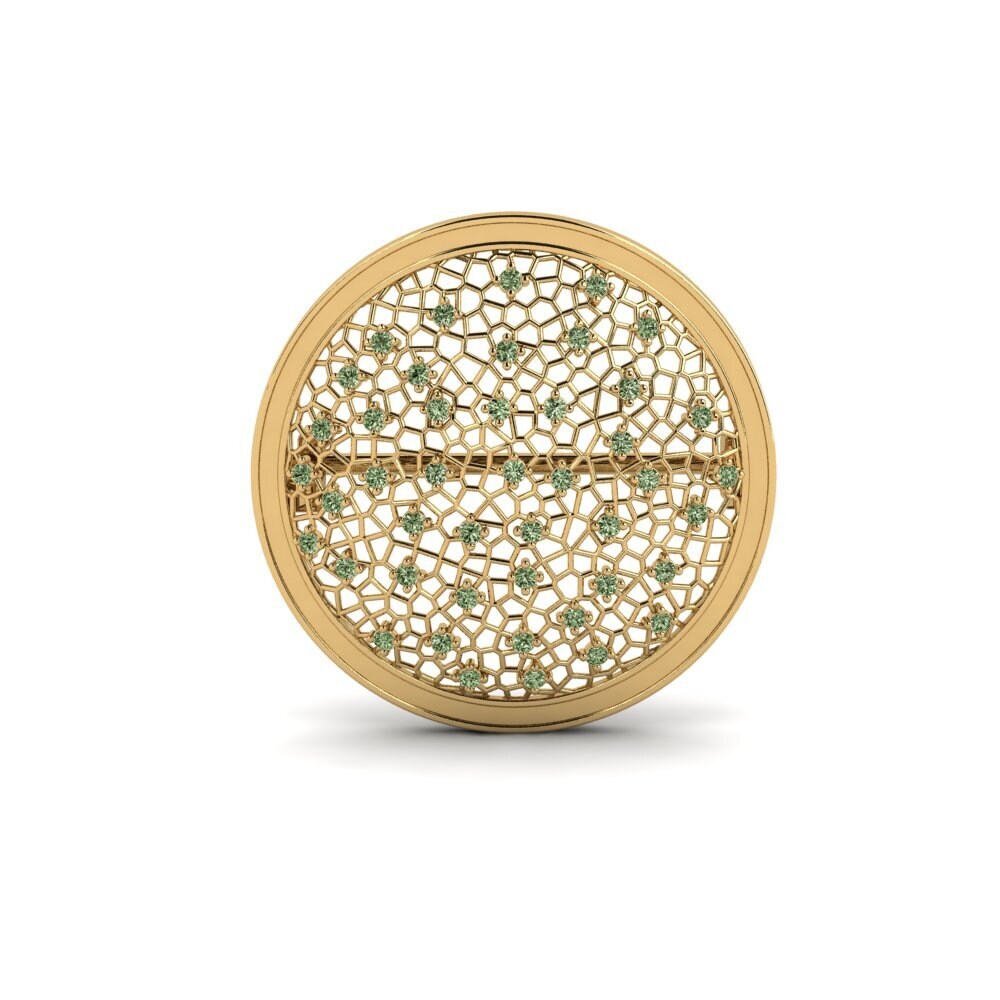 Gelbgold 375 Grüner Diamant Brosche Caiside