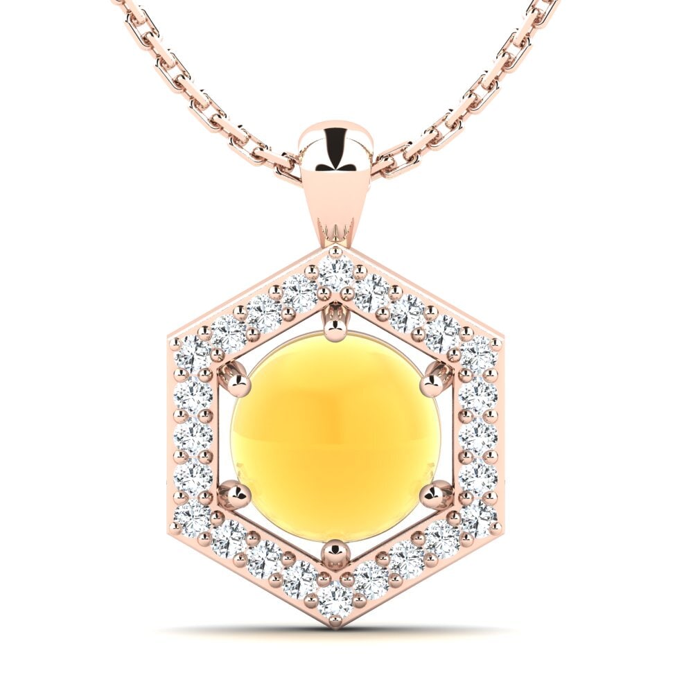14k Oro Rosa Citrino Cabujón Colgante de Mujer Caitrina