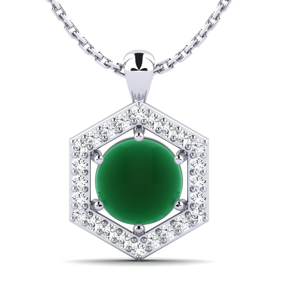 Paladio 950 Esmeralda Cabujón Colgante de Mujer Caitrina