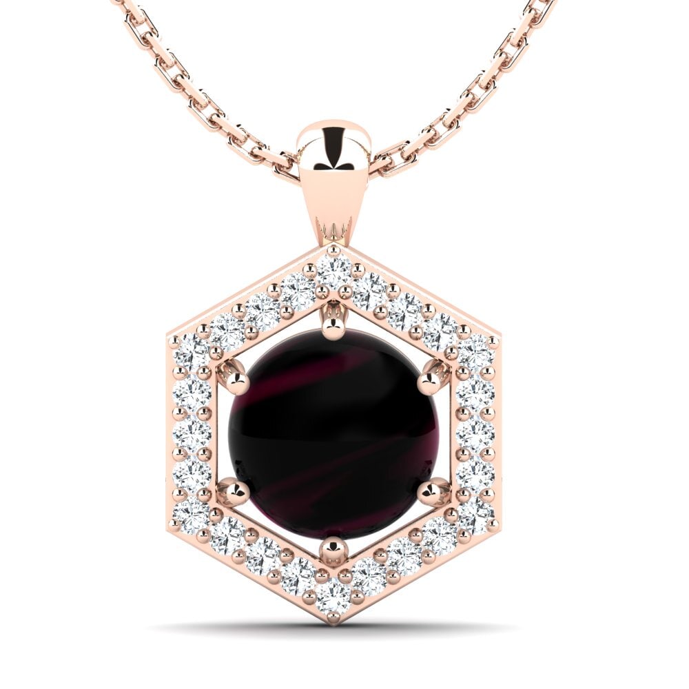 14k Oro Rosa Granate Rhodolite Cabujón Colgante de Mujer Caitrina