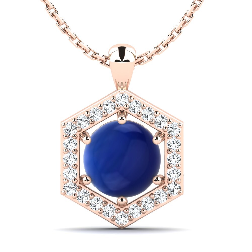 14k Oro Rosa Zafiro Cabujón Colgante de Mujer Caitrina