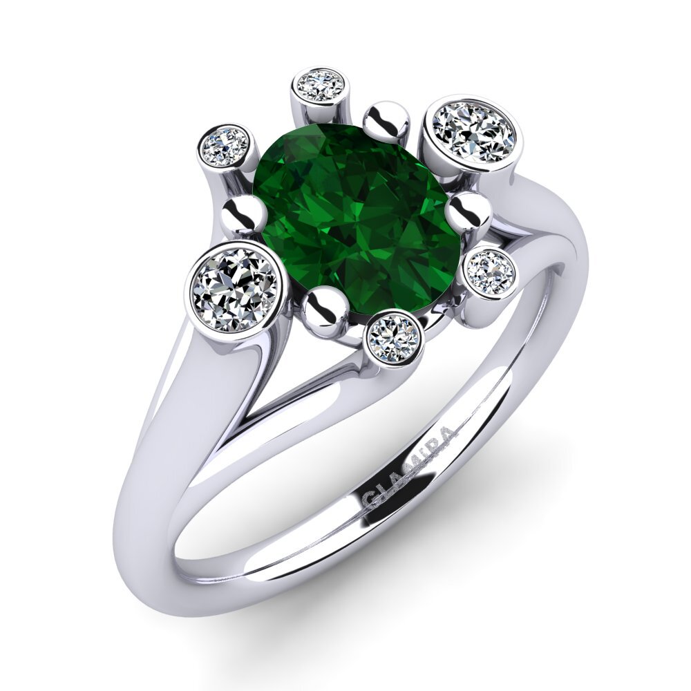 9ct White Gold Tsavorite Engagement Ring Calanthe