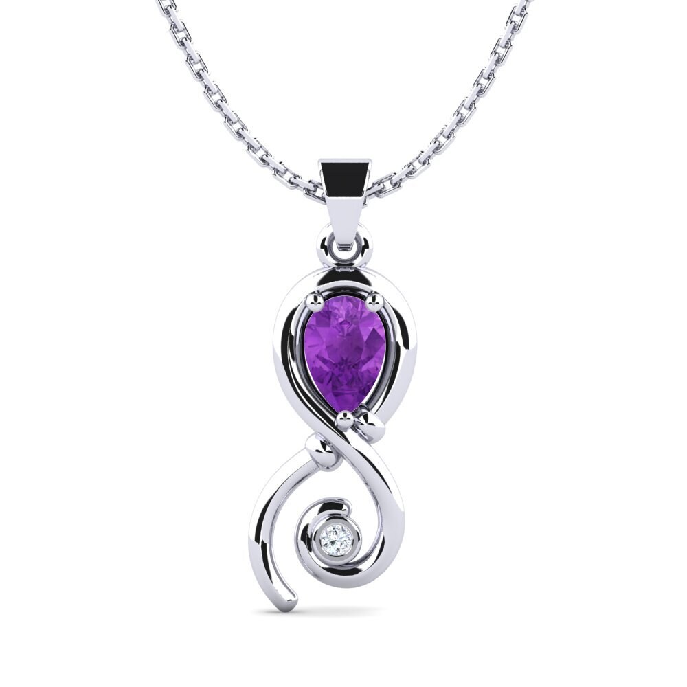 18ct White Gold Amethyst Women's Pendant Calasia