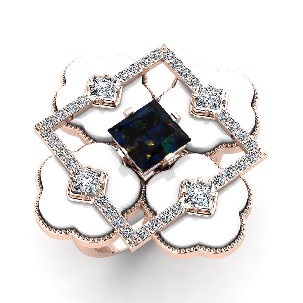 14k Rose Gold Black Opal Ring Caleb