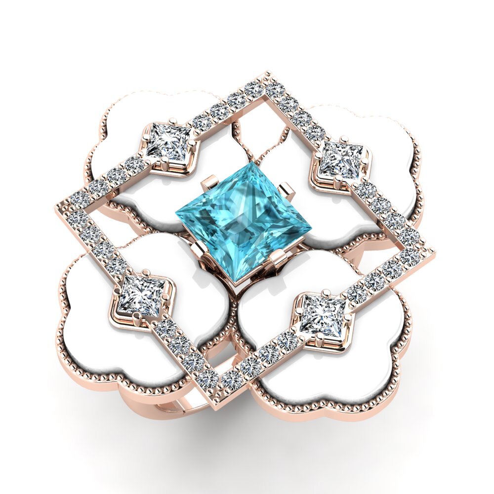 9ct Rose Gold Blue Zircon Ring Caleb