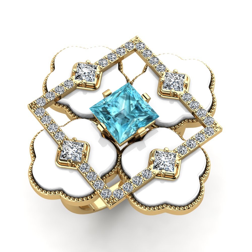 14ct Yellow Gold Blue Zircon Ring Caleb