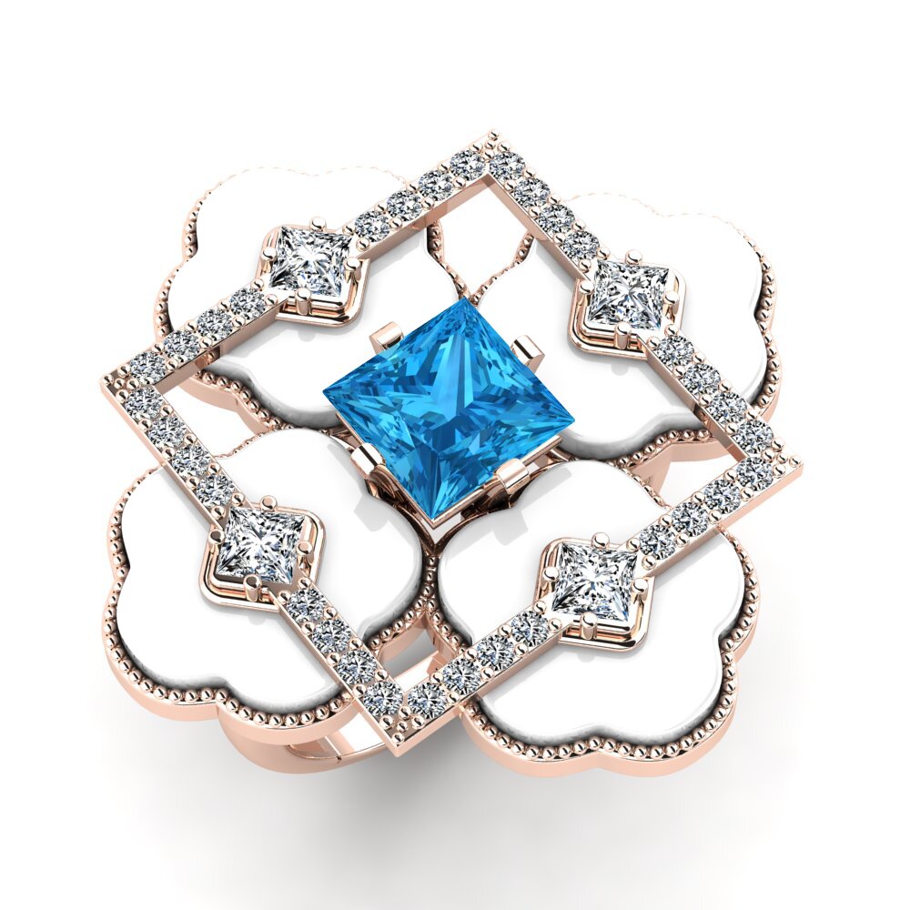 9ct Rose Gold Blue Topaz Ring Caleb