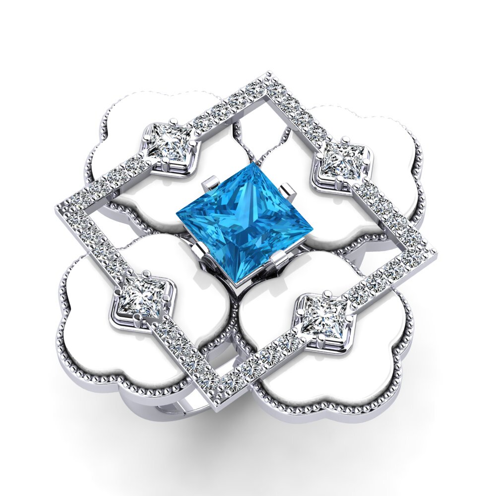 950 Platinum Blue Topaz Ring Caleb