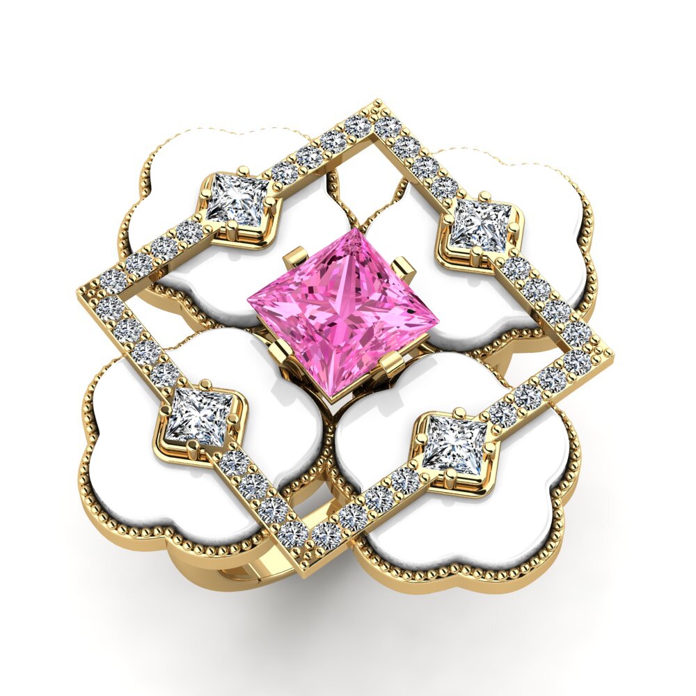 14ct Yellow Gold Pink Topaz Ring Caleb