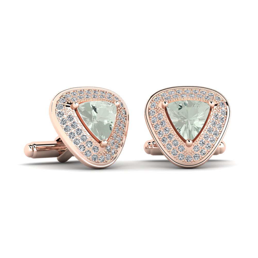14ct Rose Gold Green Amethyst Cufflink Calinae