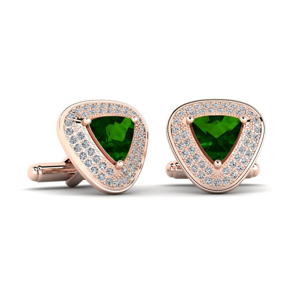 14ct Rose Gold Green Tourmaline Cufflink Calinae