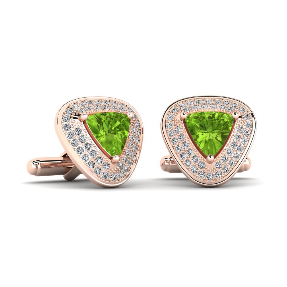 14ct Rose Gold Peridot Cufflink Calinae