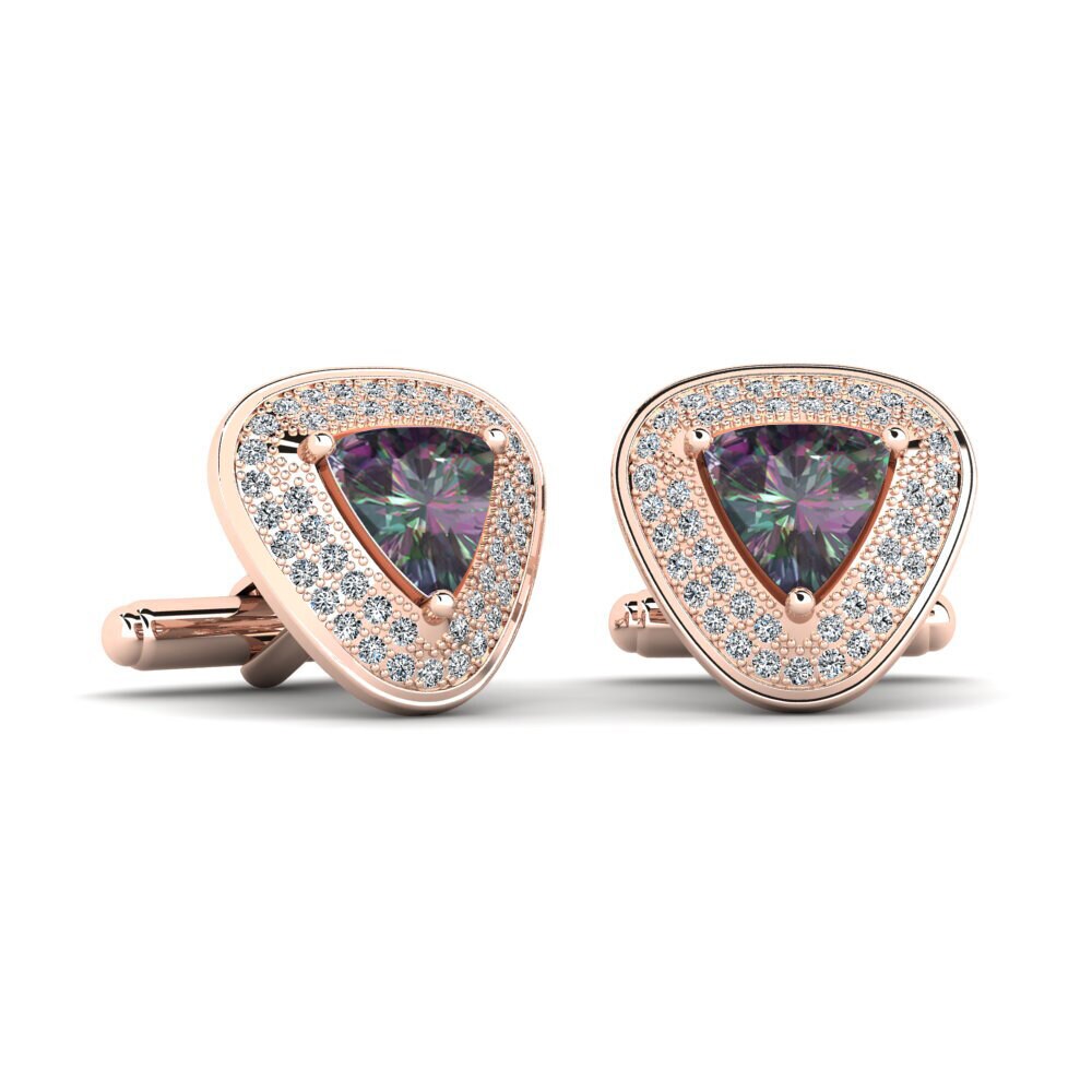 14ct Rose Gold Mystic Topaz Cufflink Calinae