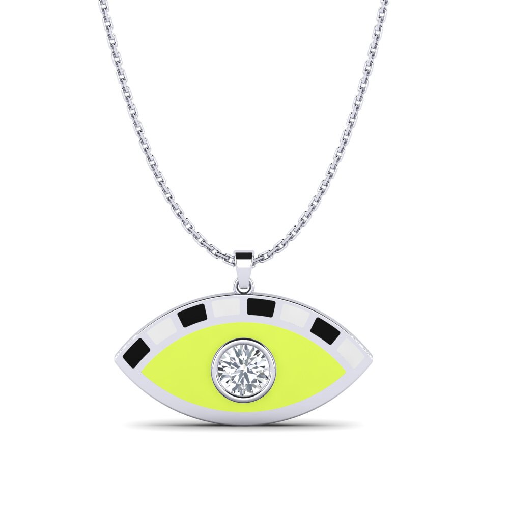 Evil Eye Weißer Zirkon Weißgold 585 Halsketten