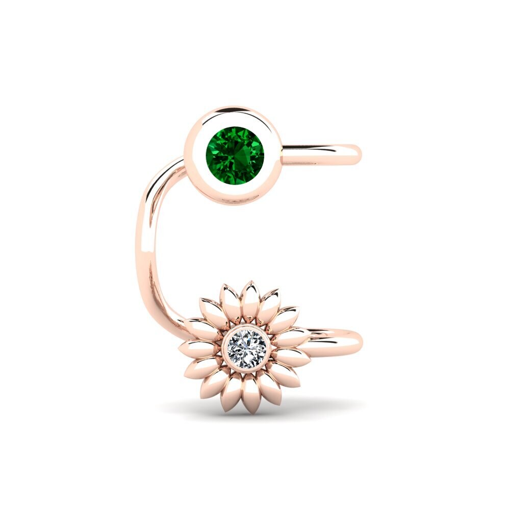 14k Oro Rosa Circonita Verde Pendiente de mujer Callaham