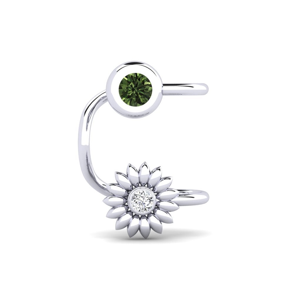 18k Oro Blanco Zafiro Verde Pendiente de mujer Callaham