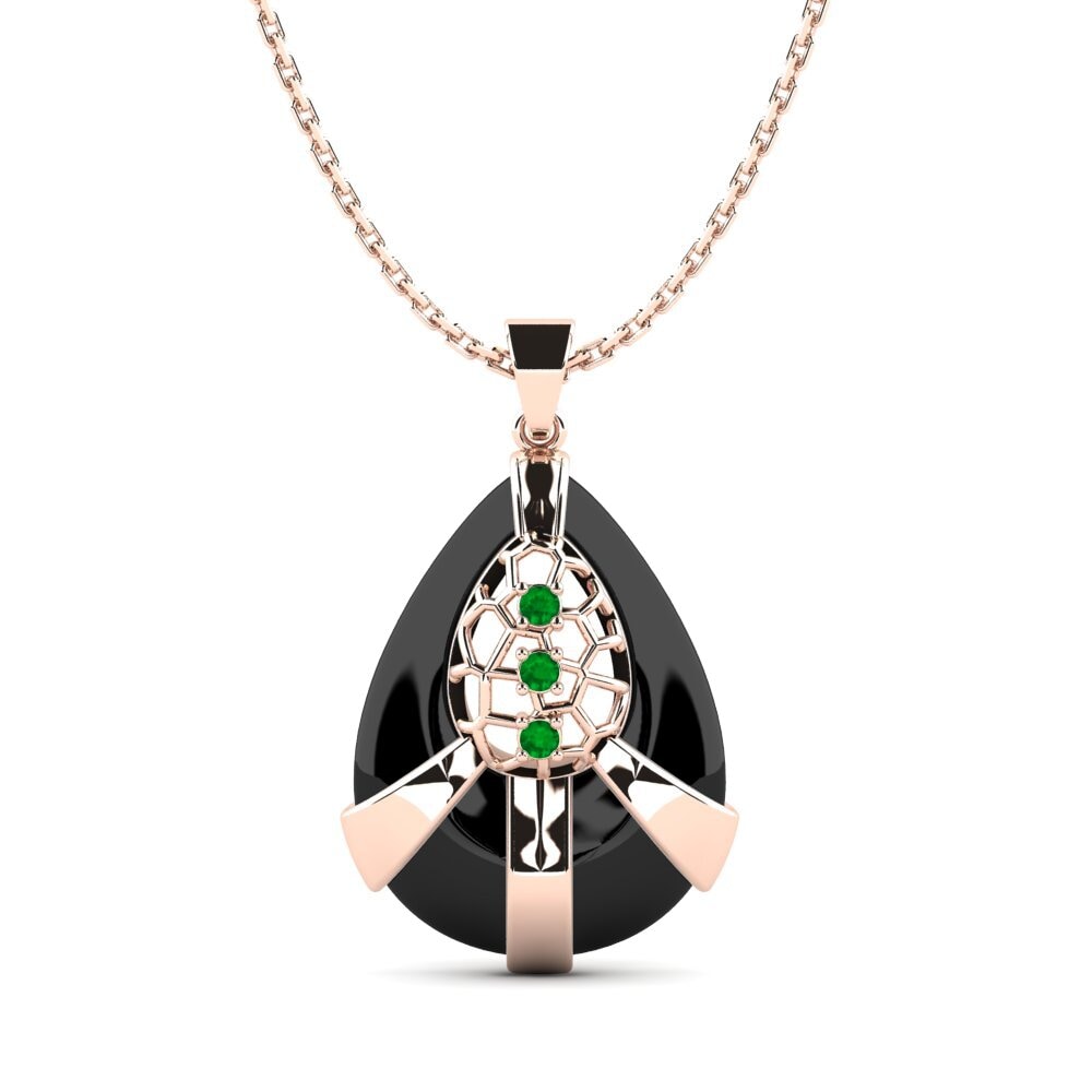 9ct Rose Gold Emerald Women's Pendant Callas