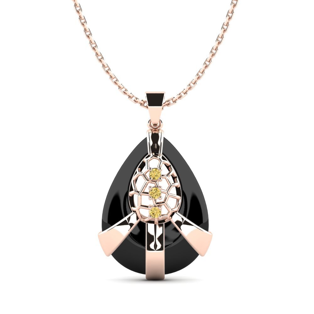 9ct Rose Gold Yellow Diamond Women's Pendant Callas